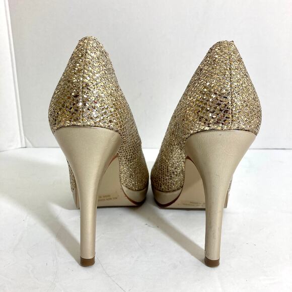 Champagne gold glitter platform pumps, women's size 5 style Candice by Touch Ups - Picture 5 of 12